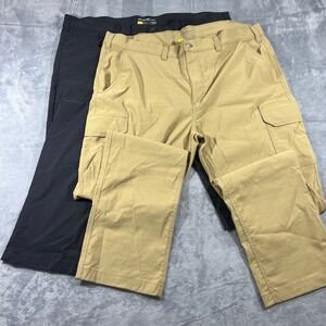 Eddie Bauer Travex Mens 2 Pack Pants 44x36 Black & Khaki Cargo Hiking Travel